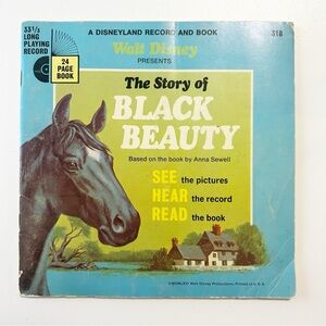 Vintage The Story of Black Beauty 33 1/3 Record & Picture Book Walt Disney
